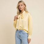 Dam blus med knytkrage och långa ärmar-Blouse for women-Fjallbarn