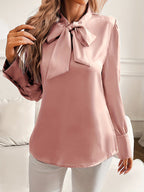 Dam blus med knytkrage och långa ärmar-Blouse for women-Fjallbarn