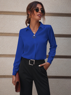 Dam blus med krage, långa ärmar och knäppning framtill-Blouse for women-Fjallbarn