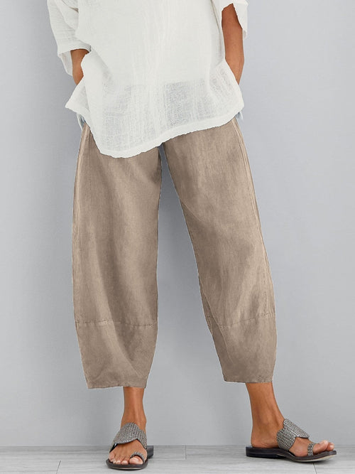 Dam byxor med elastisk midja och vid benform-Pant for women-Fjallbarn