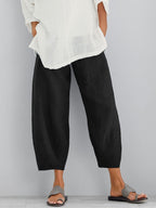 Dam byxor med elastisk midja och vid benform-Pant for women-Fjallbarn