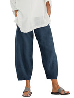 Dam byxor med elastisk midja och vid benform-Pant for women-Fjallbarn