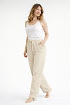 Dam Byxor med raka ben, elastisk midja och dragsko-Pant for women-Fjallbarn