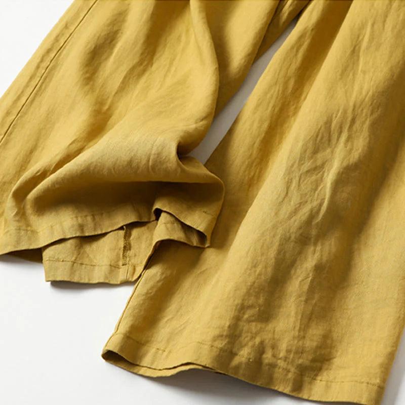 Dam Byxor med Vid Bensiluett och Hög Midja-Pant for women-Fjallbarn