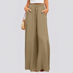 Dam byxor med vida ben och elastisk midja med dragsko-Pant for women-Fjallbarn