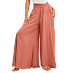 Dam byxor med vida ben och elastisk midja med dragsko-Pant for women-Fjallbarn