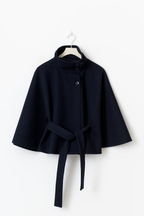 Dam capejacka med hög krage och knytbälte-Coat for women-Fjallbarn