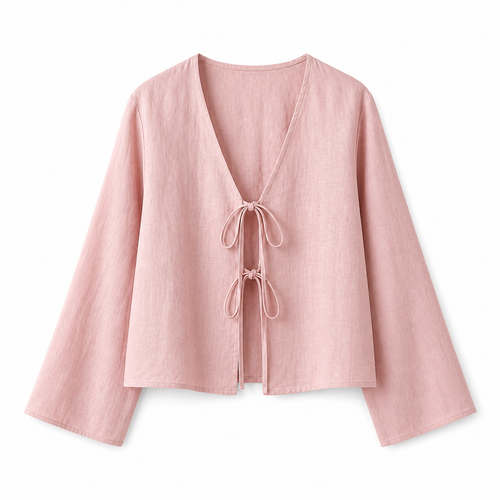 Dam crop top med lång ärm och knytning framtill-Tops for women-Fjallbarn