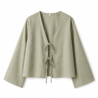 Dam crop top med lång ärm och knytning framtill-Tops for women-Fjallbarn