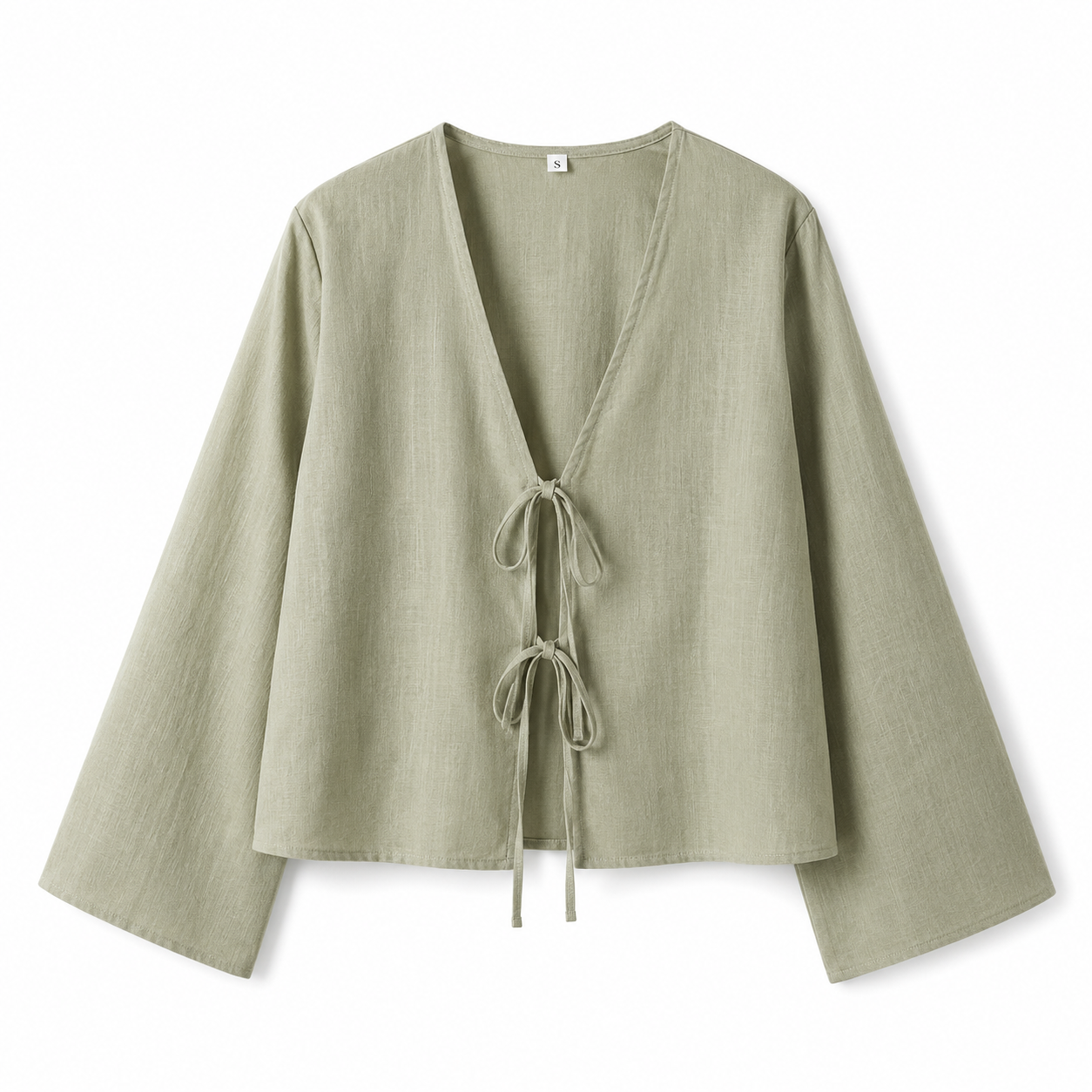 Dam crop top med lång ärm och knytning framtill-Tops for women-Fjallbarn