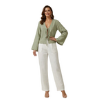 Dam crop top med lång ärm och knytning framtill-Tops for women-Fjallbarn
