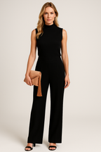 Dam Jumpsuit utan ärmar med ståkrage och vida ben-Jumpsuits for women-Fjallbarn