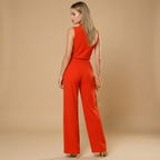 Dam Jumpsuit utan ärmar med ståkrage och vida ben-Jumpsuits for women-Fjallbarn