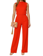 Dam Jumpsuit utan ärmar med ståkrage och vida ben-Jumpsuits for women-Fjallbarn
