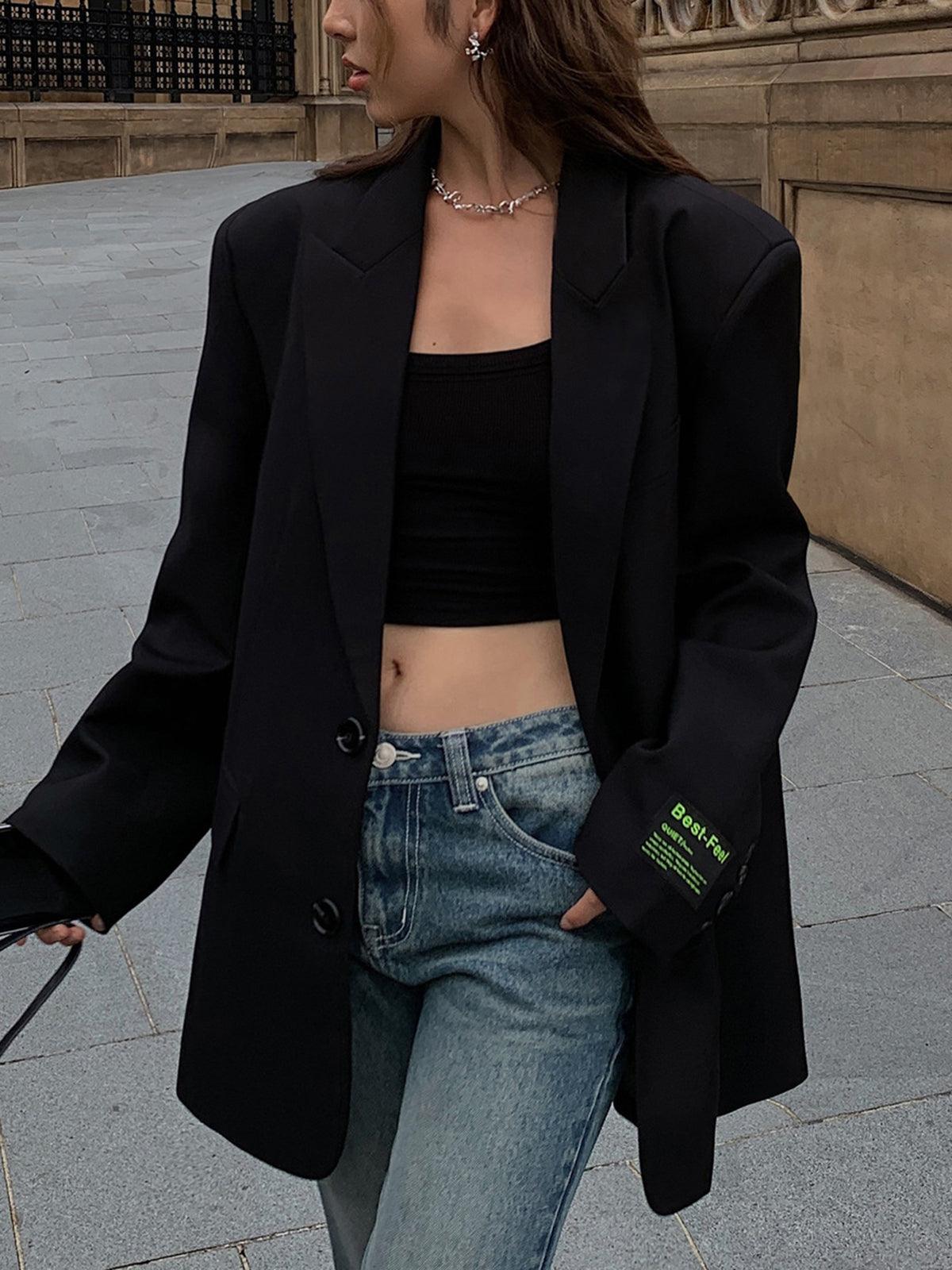 Dam Kavaj med slagkrage och knappstängning-Blazer for women-Fjallbarn
