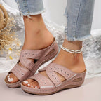 Dam-kilklackssandaler med utskärningar och dekorativa sömmar-Footwear for women-Fjallbarn