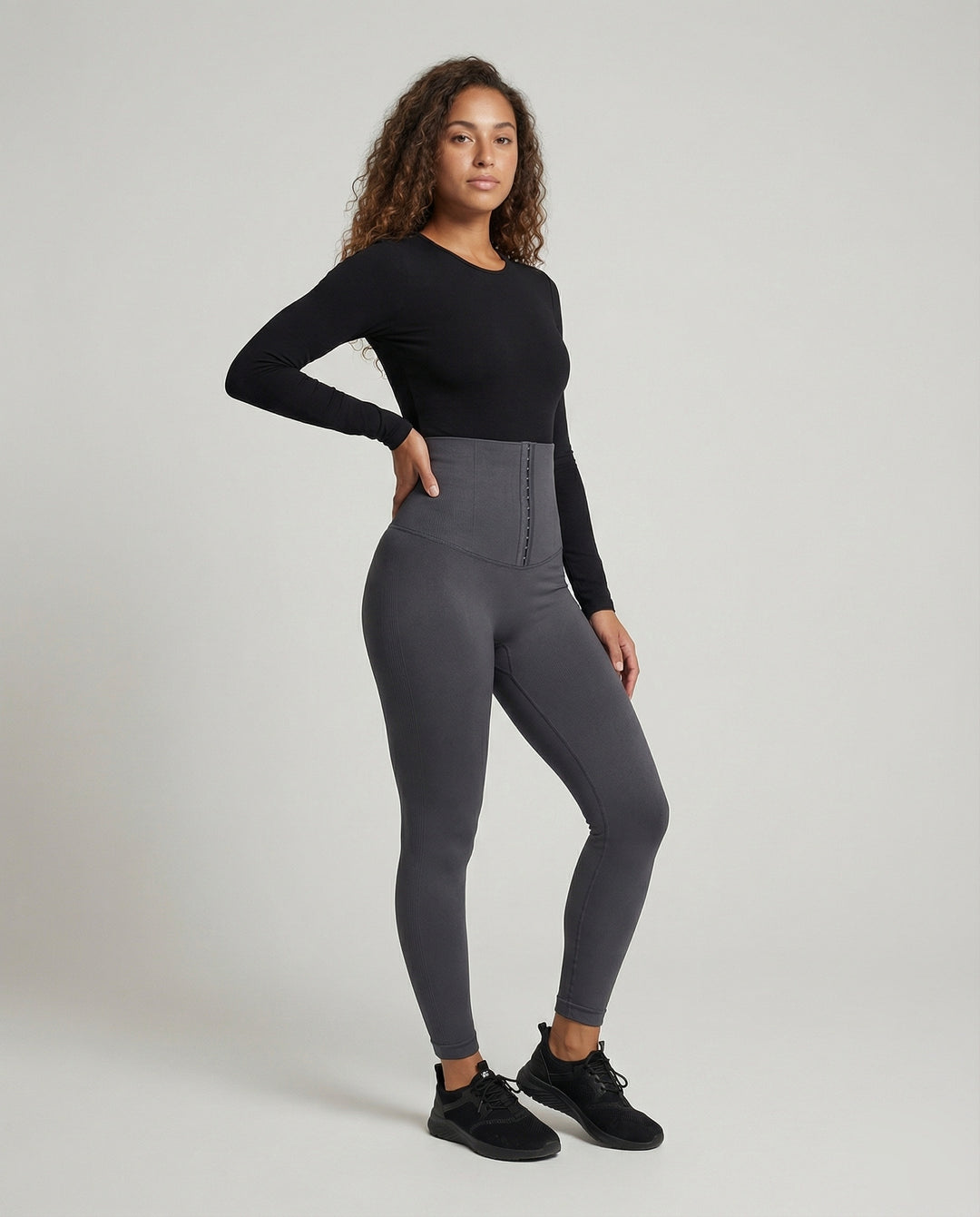 Dam leggings med hög midja och hyskknäppning-Leggins for women-Fjallbarn