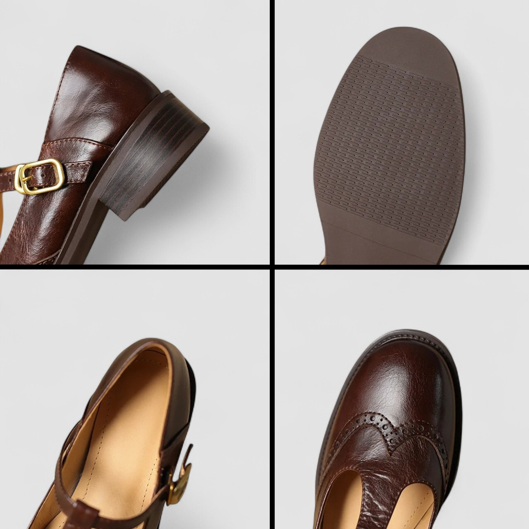 Dam Mary Jane-skor med T-rem och perforerade detaljer-Footwear for women-Fjallbarn