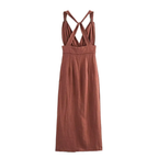 Dam Maxiklänning med Djup V-ringning-Maxi Dress-Fjallbarn