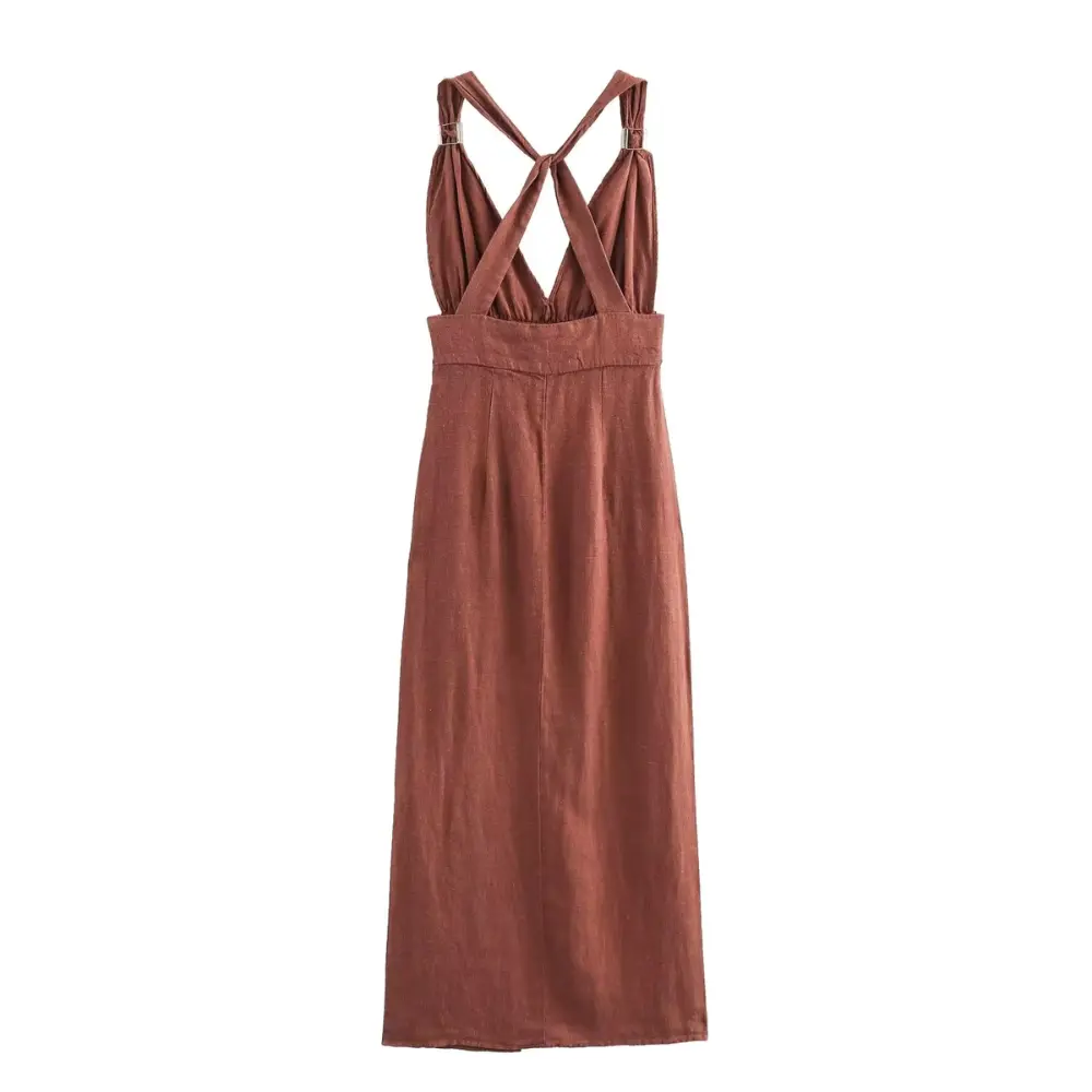 Dam Maxiklänning med Djup V-ringning-Maxi Dress-Fjallbarn
