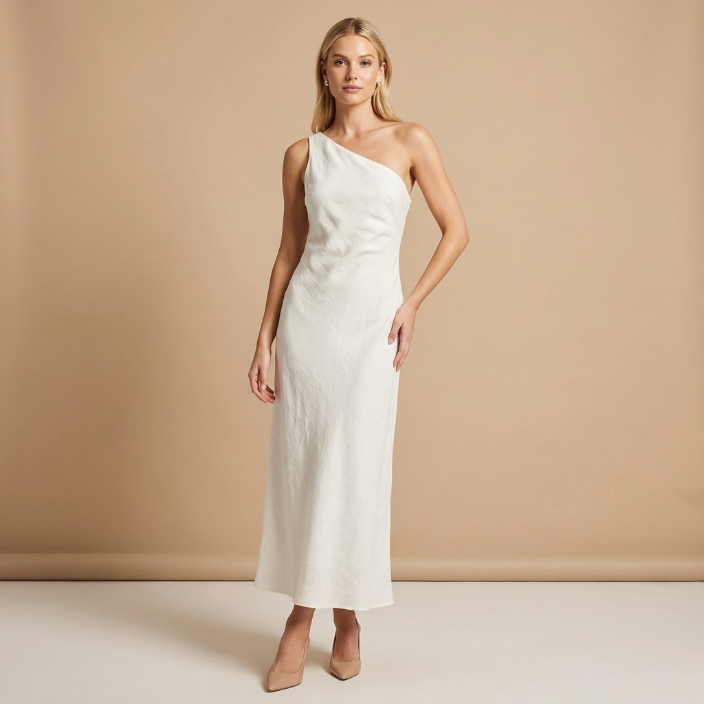 Dam Maxiklänning med One-Shoulder Design-Maxi Dress-Fjallbarn