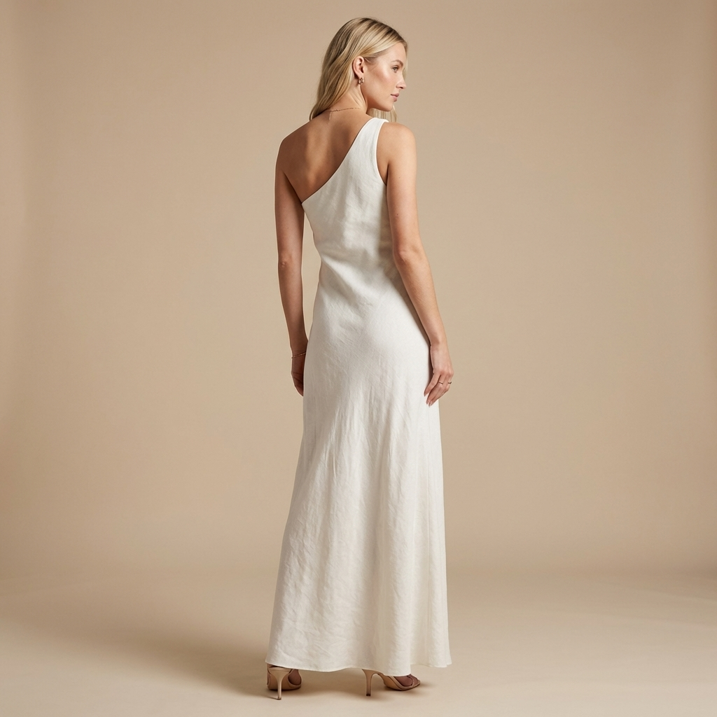 Dam Maxiklänning med One-Shoulder Design-Maxi Dress-Fjallbarn