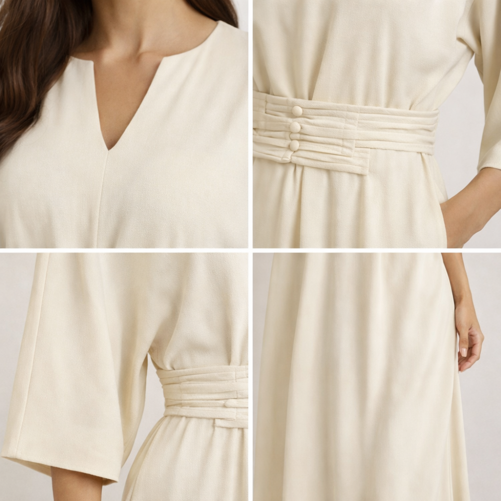 Dam Maxiklänning med Veckad Midja-Maxi Dress-Fjallbarn