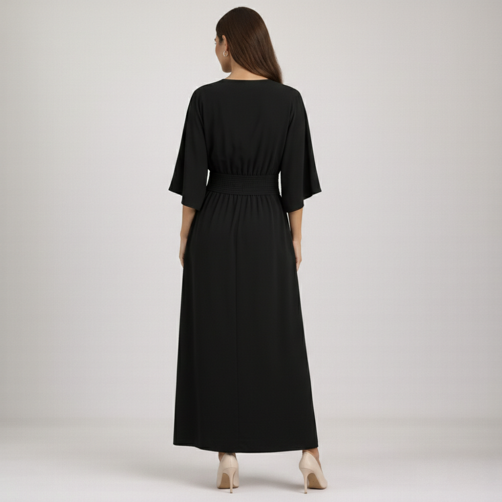 Dam Maxiklänning med Veckad Midja-Maxi Dress-Fjallbarn
