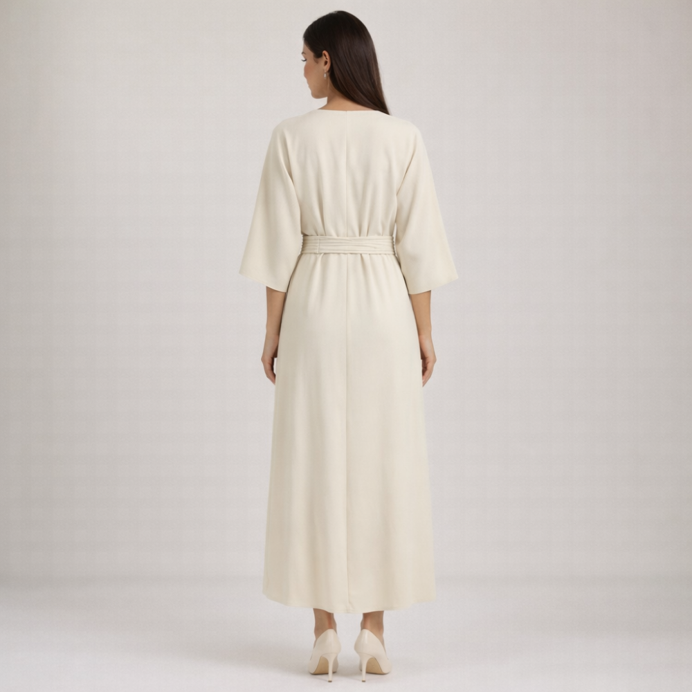 Dam Maxiklänning med Veckad Midja-Maxi Dress-Fjallbarn