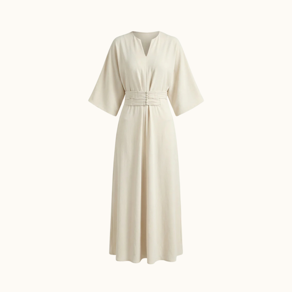 Dam Maxiklänning med Veckad Midja-Maxi Dress-Fjallbarn