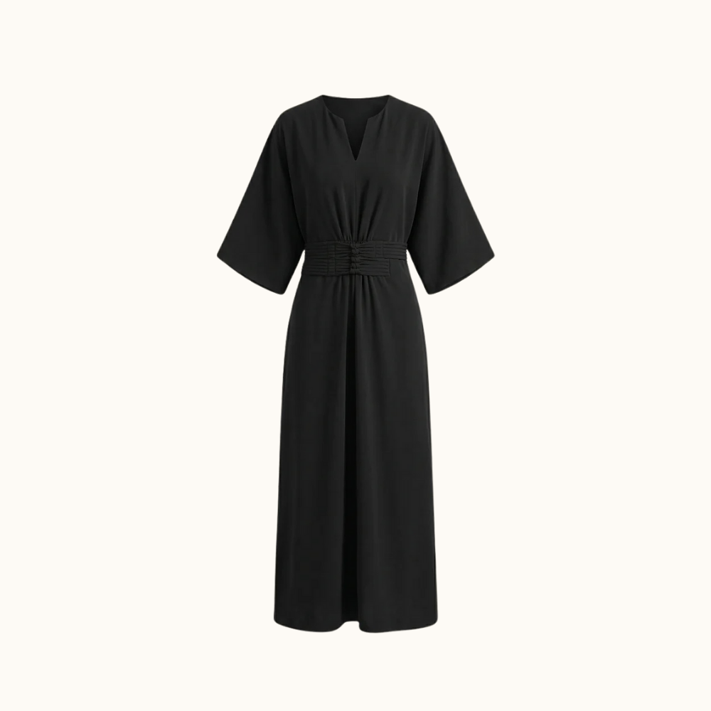 Dam Maxiklänning med Veckad Midja-Maxi Dress-Fjallbarn