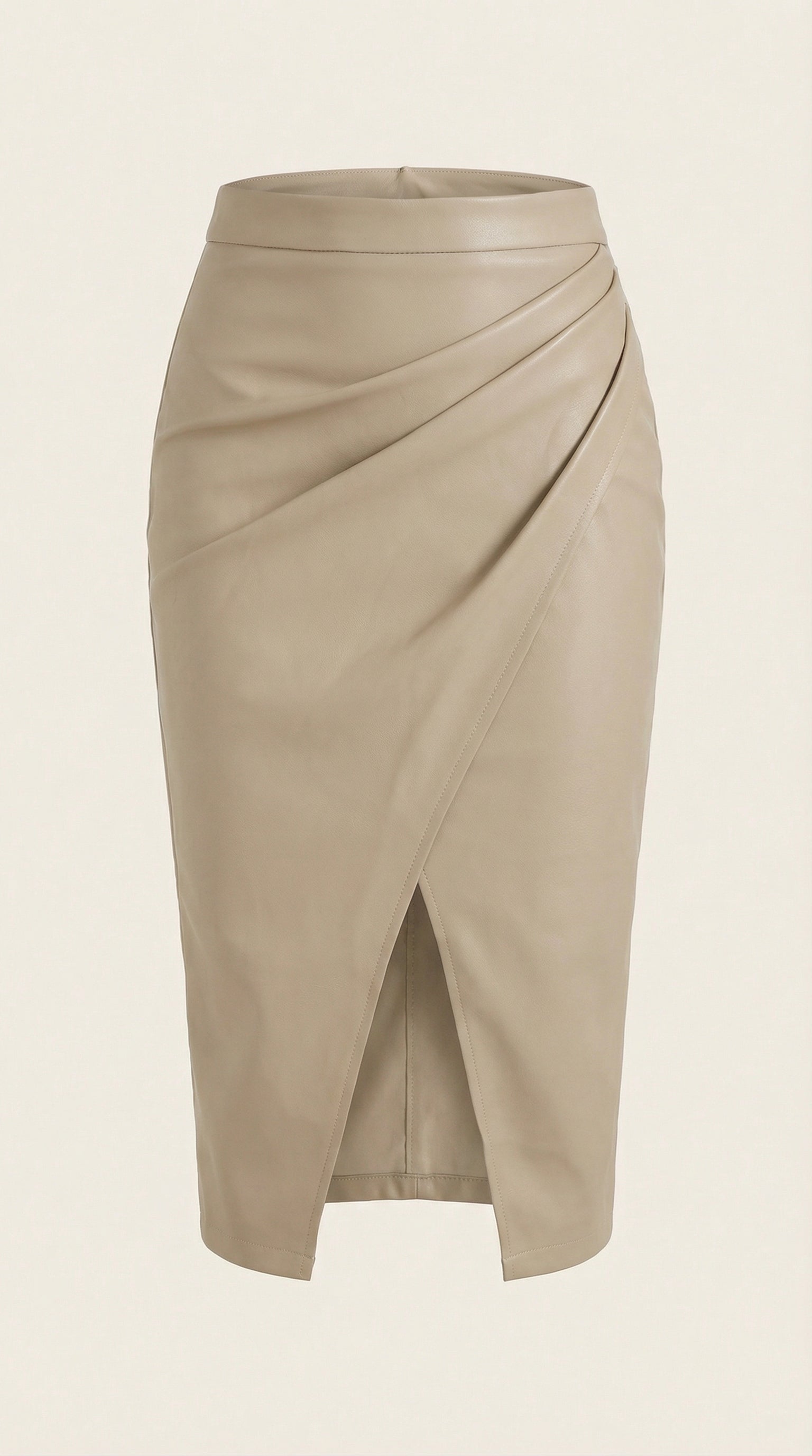 Dam midikjol med draperad design och slits fram-Skirt for women-Fjallbarn