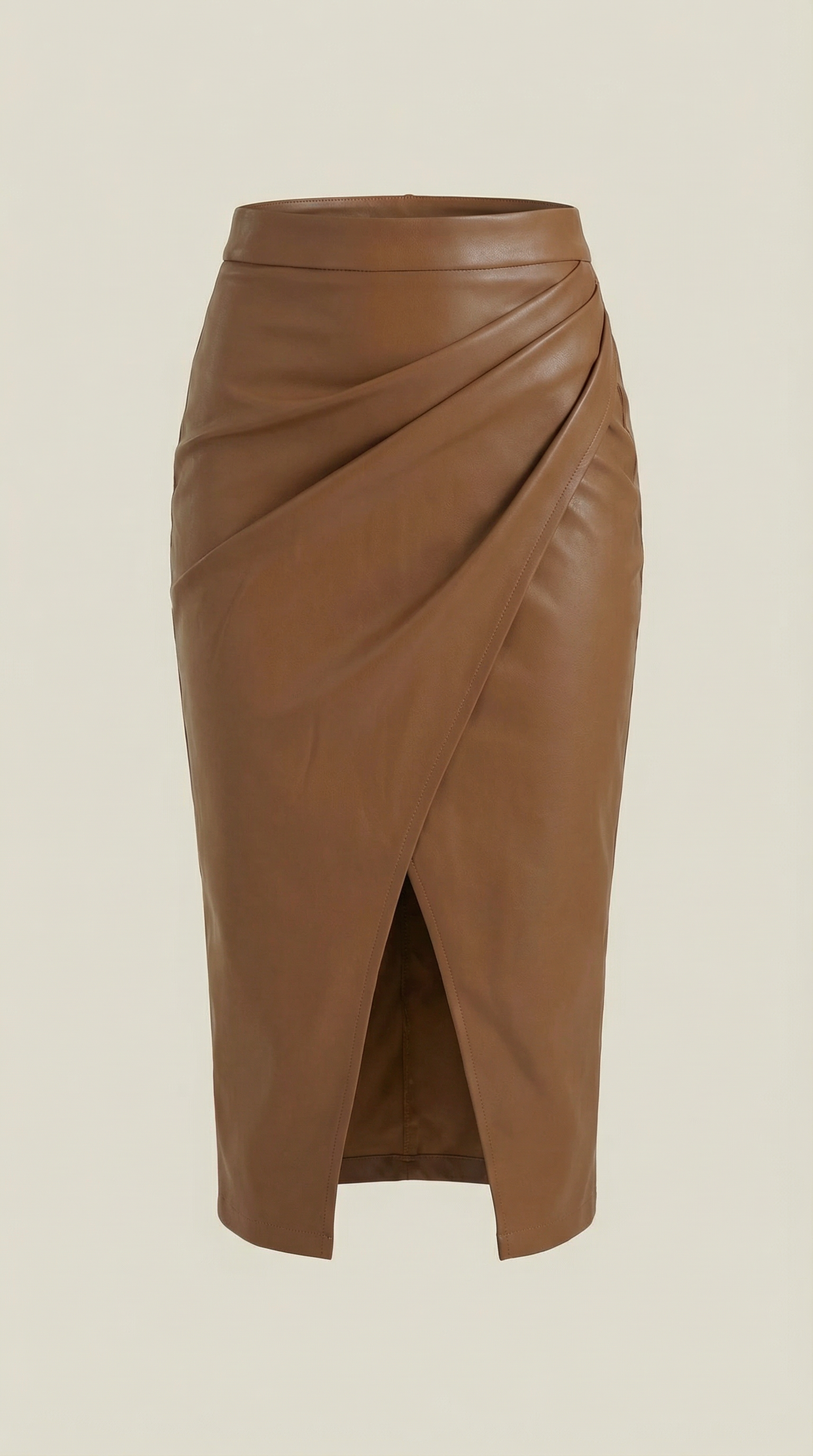 Dam midikjol med draperad design och slits fram-Skirt for women-Fjallbarn