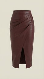 Dam midikjol med draperad design och slits fram-Skirt for women-Fjallbarn