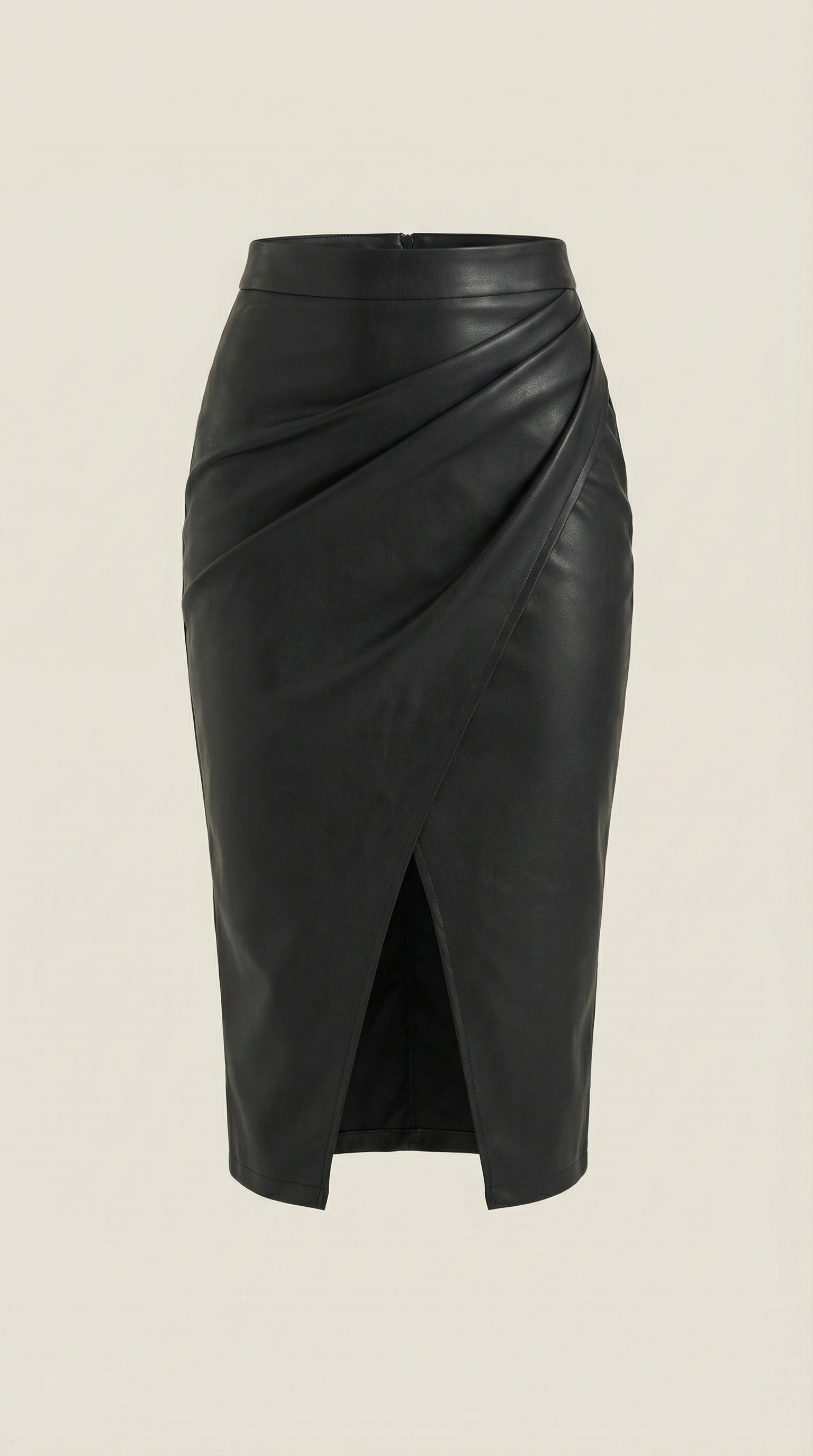 Dam midikjol med draperad design och slits fram-Skirt for women-Fjallbarn