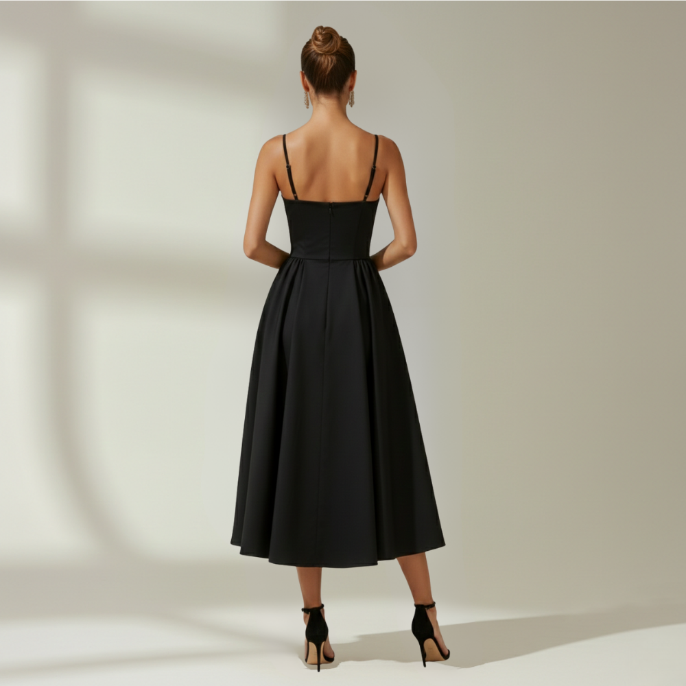 Dam midiklänning med blommönster och smala axelband-Midi Dress-Fjallbarn