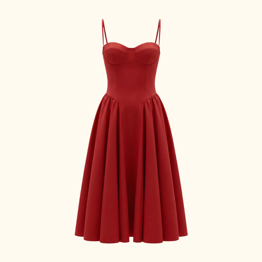 Dam midiklänning med blommönster och smala axelband-Midi Dress-Fjallbarn