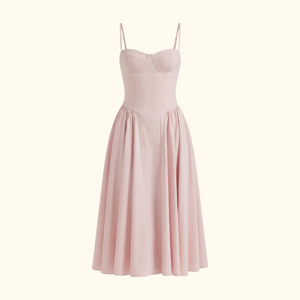 Dam midiklänning med blommönster och smala axelband-Midi Dress-Fjallbarn