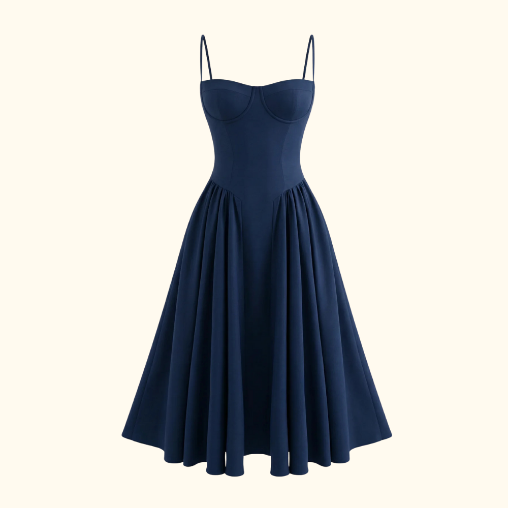 Dam midiklänning med blommönster och smala axelband-Midi Dress-Fjallbarn