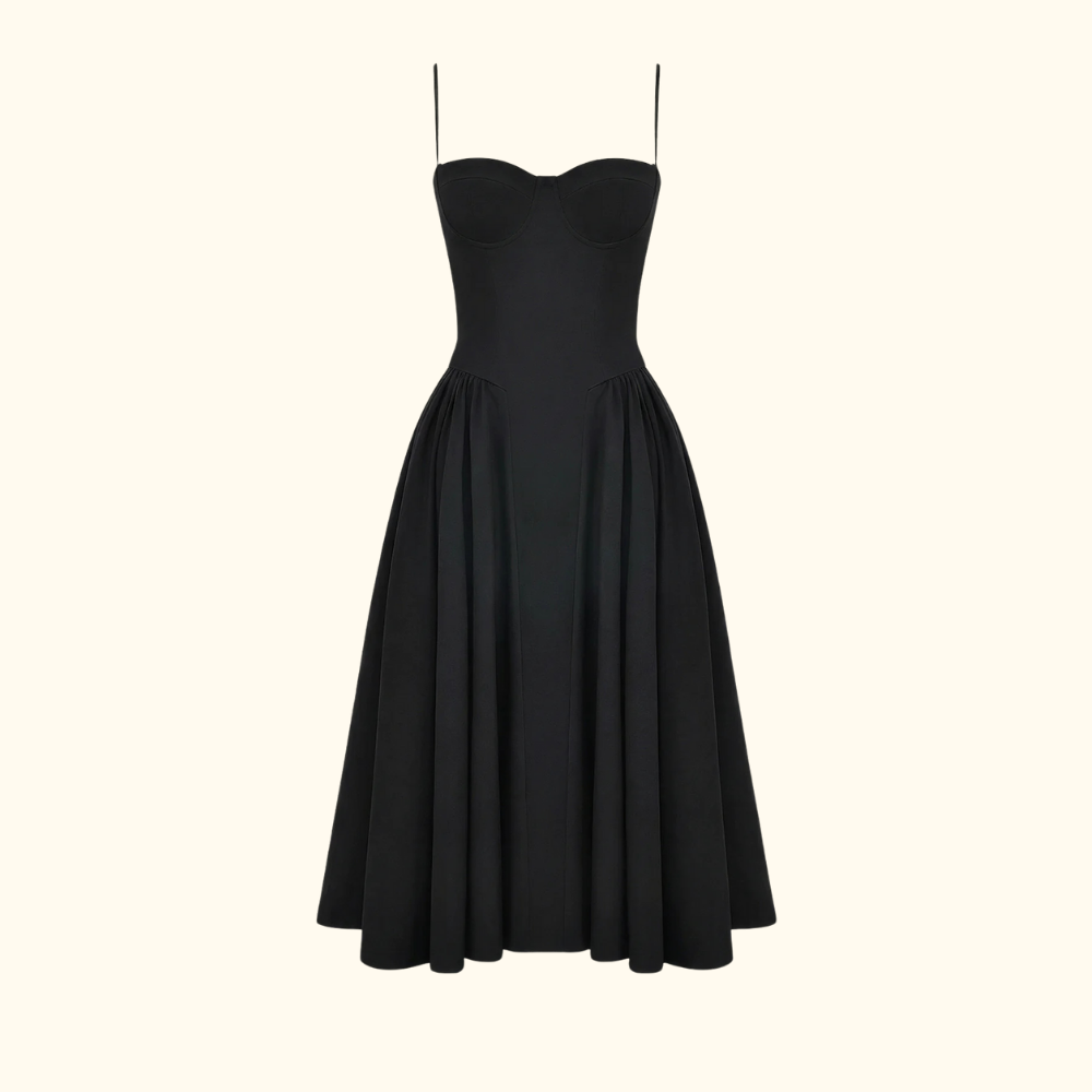 Dam midiklänning med blommönster och smala axelband-Midi Dress-Fjallbarn