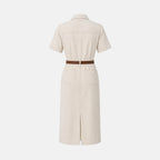 Dam midiklänning med knappar och bälte-Midi Dress-Fjallbarn