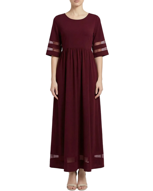 Dam midiklänning med rund halsringning och halvlånga ärmar-Maxi Dress-Fjallbarn