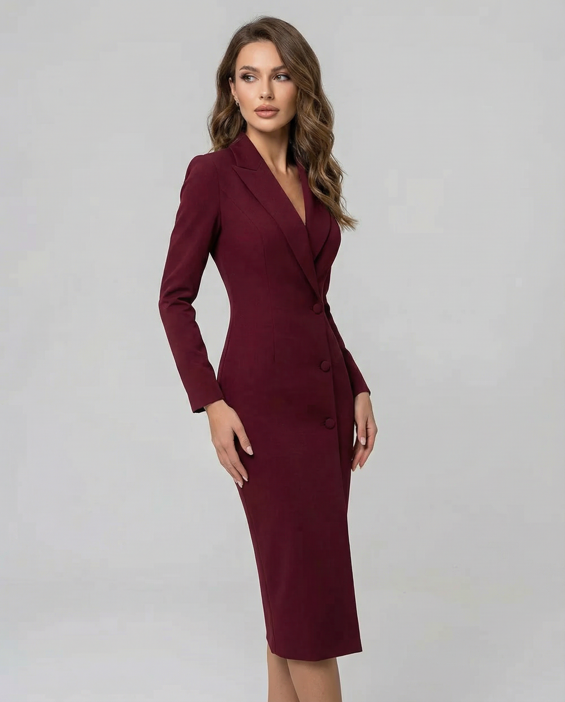 Dam midiklänning med slagkrage och knäppning framtill-Midi Dress-Fjallbarn