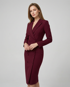 Dam midiklänning med slagkrage och knäppning framtill-Midi Dress-Fjallbarn