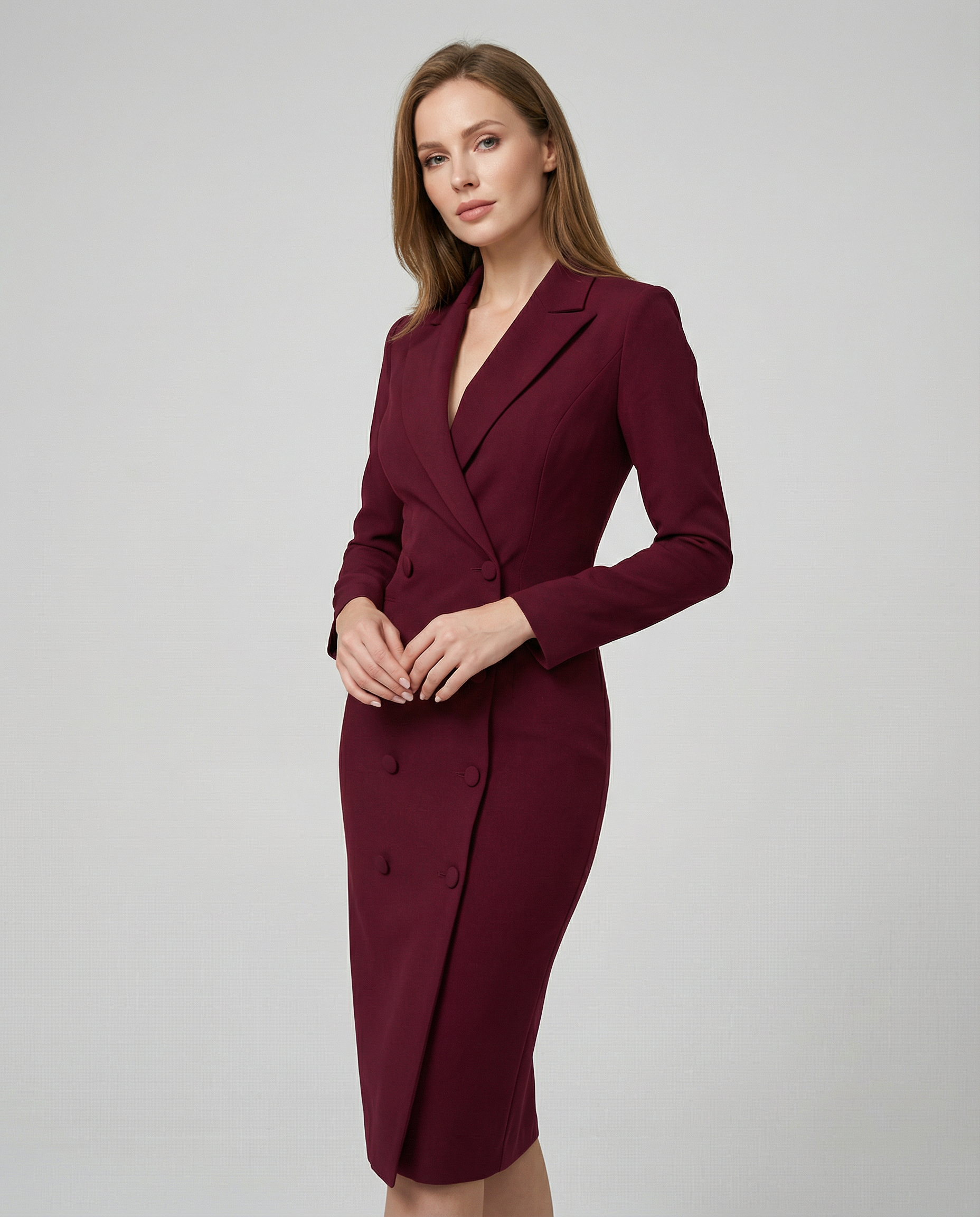 Dam midiklänning med slagkrage och knäppning framtill-Midi Dress-Fjallbarn