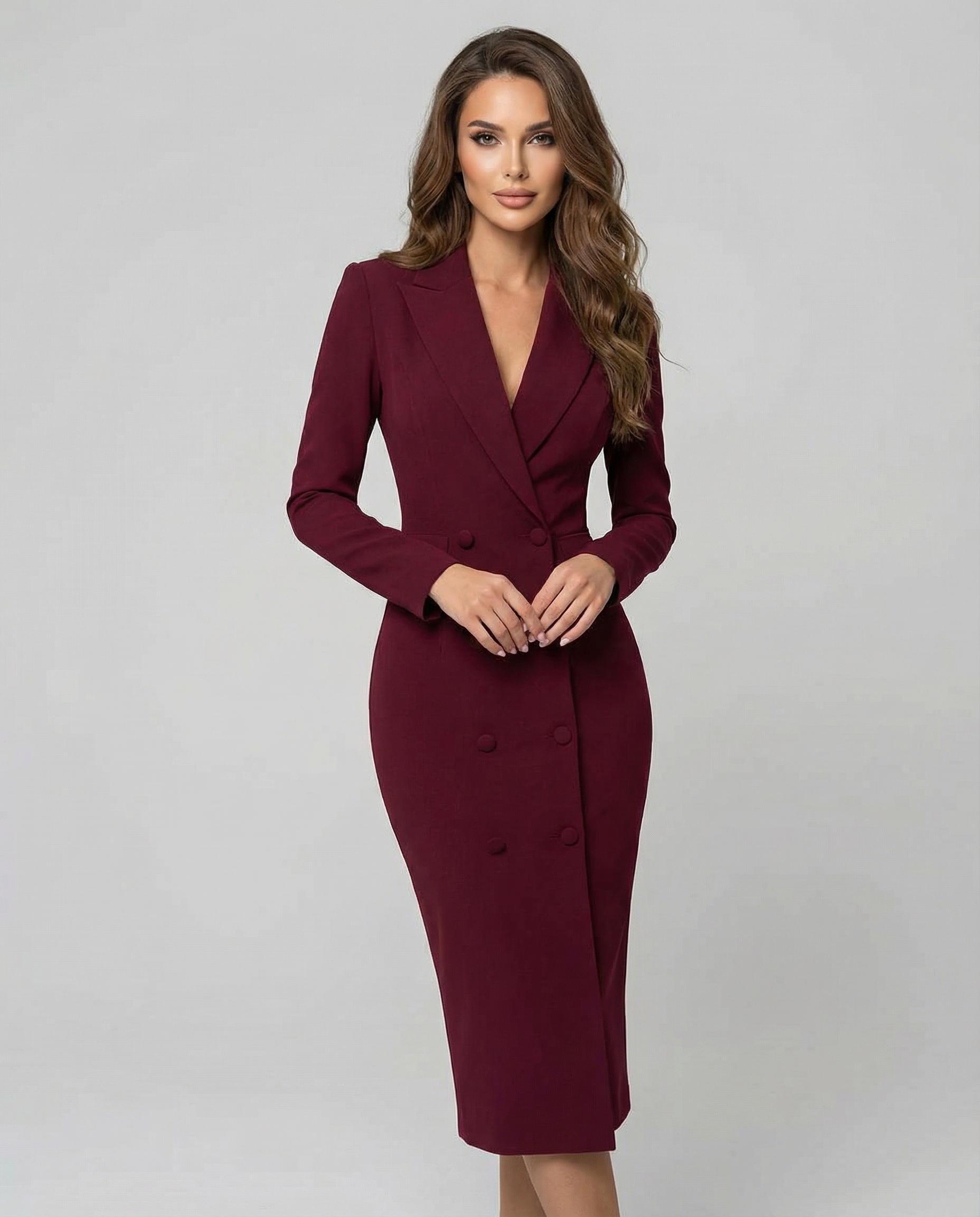 Dam midiklänning med slagkrage och knäppning framtill-Midi Dress-Fjallbarn