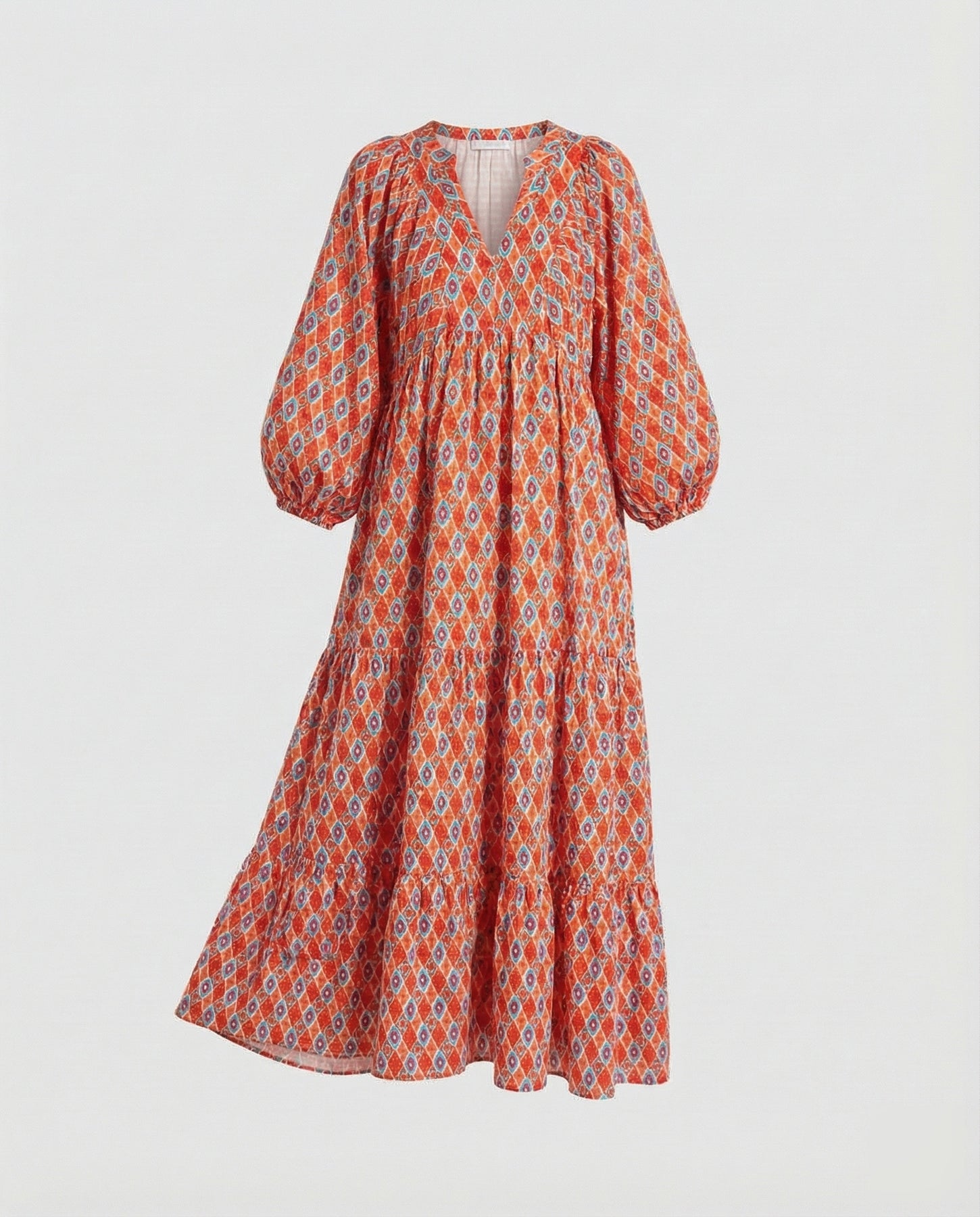 Dam midiklänning med V-ringning och lagerdesign-Midi Dress-Fjallbarn