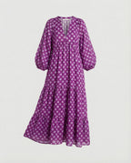 Dam midiklänning med V-ringning och lagerdesign-Midi Dress-Fjallbarn
