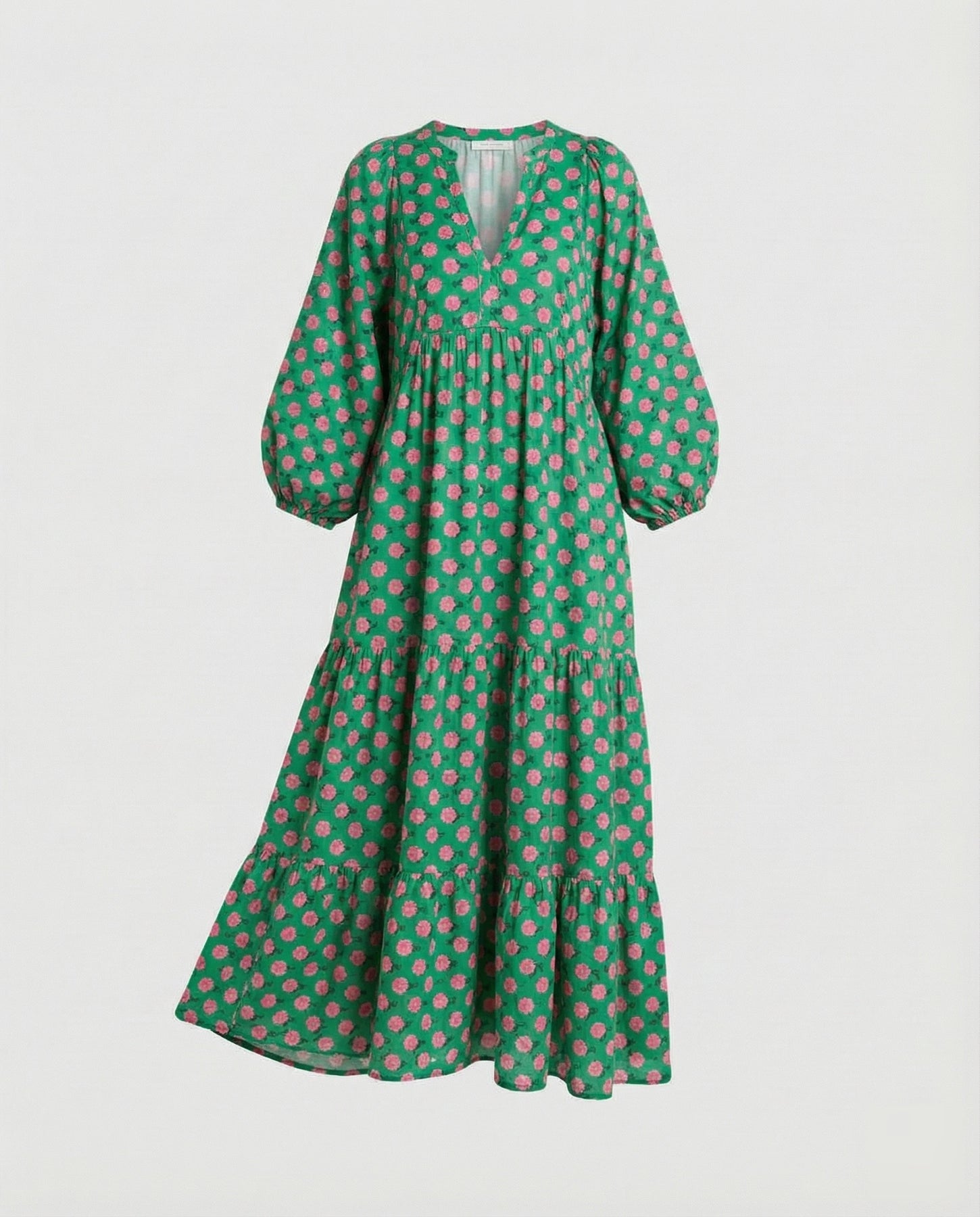 Dam midiklänning med V-ringning och lagerdesign-Midi Dress-Fjallbarn