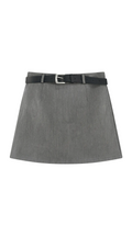 Dam minikjol med hög midja, bälteshällor och rak fåll-Skirt for women-Fjallbarn
